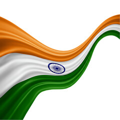 Indian Flag, Waving Silk Flag of India, Republic Day, Independence Day, Indian National Flag Image