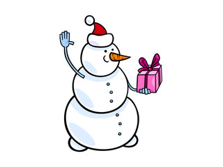 A Snowman with a Gift Happy Winter Holiday Season