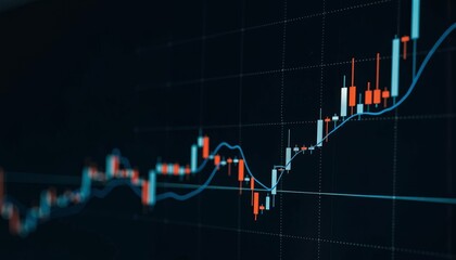 Financial chart showing upward trend against dark background  