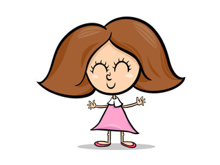 Animated Cartoon Girl With Brown Hair Is So Happy