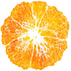Closeup vibrant orange slice highlighted in studio setting