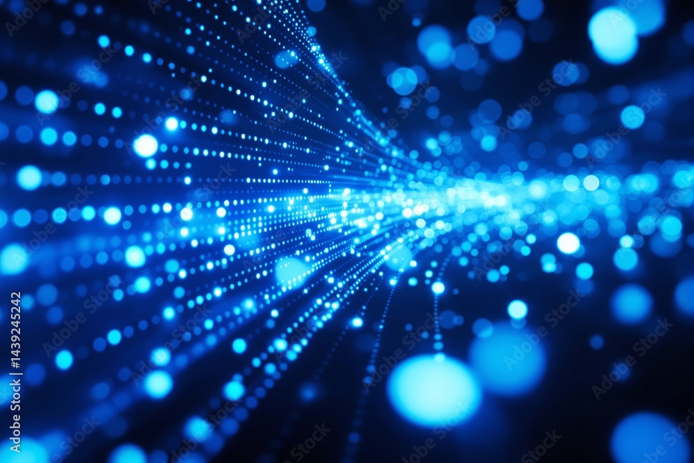 Poster abstract glowing blue light background with bokeh effect.