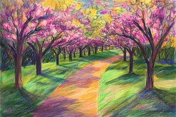 a vibrant sketch of  autumn trees