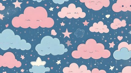 seamless pattern with pink hearts