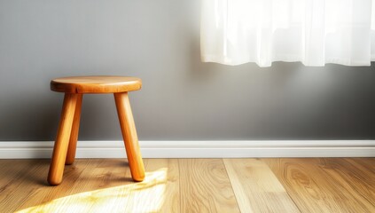 Simple wooden stool in room
