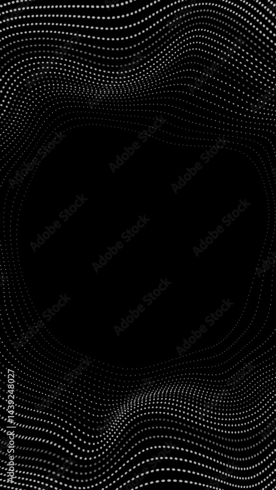 Poster black white minimal dotted wavy lines abstract futuristic background