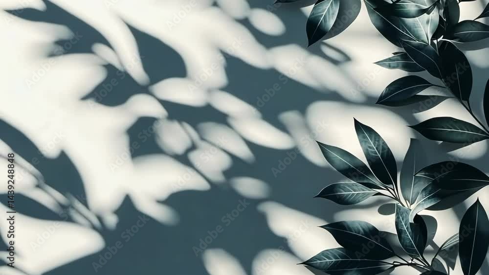 Poster sunlit leaves casting dynamic shadows on a wall across three frames