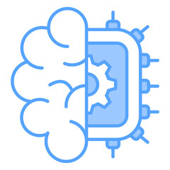 Brain Circuit Blue Icon