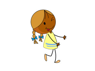 A Cartoon Girl Expressing Playfulness In A Lively Environment