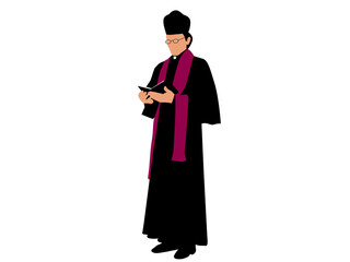 A Priest with a Purple Stole Reading From a Book