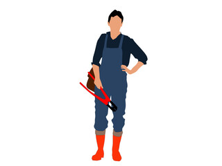 A Blue-Clad Figure Holds Red Cutters With Confident Posture