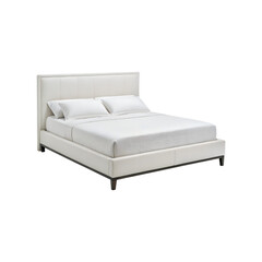 Elegant and Minimalist Platform Bed with Upholstered Headboard for Modern Bedroom transparent background