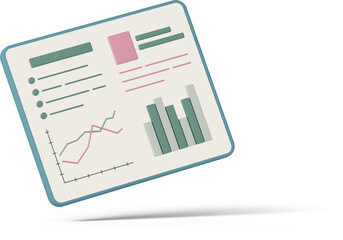 tablet with statistics bars