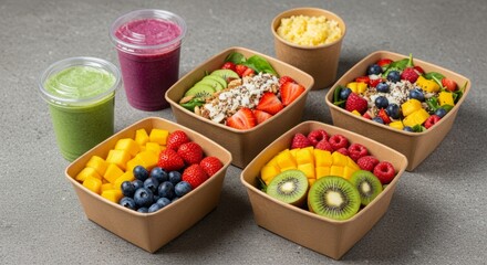 Healthy food bowls and smoothies offer nutritious meal options for wellness