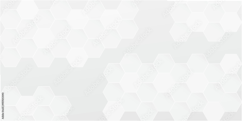 Poster realistic geometric mesh cells texture. abstract white vector wallpaper with hexagon grid. beautiful