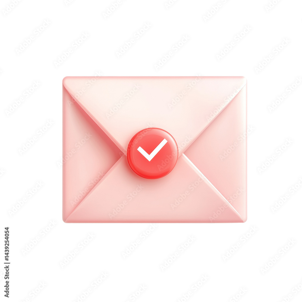 Poster successful communication illustration: an envelope with a checkmark icon, symbolizing email confirma