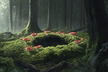 mushrooms and tree in the forest