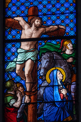 Stained glass (19th century) of Saint Dismas, the good laron. Saint of the Roman Catholic Church.