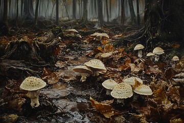 mushrooms in the forest