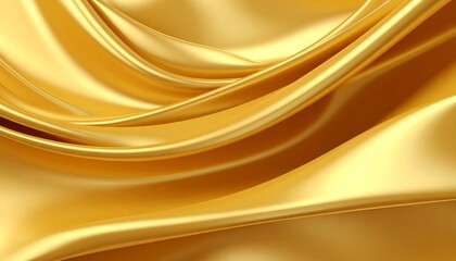Luxurious Golden Silk Fabric Draped Elegant Smooth Texture Background