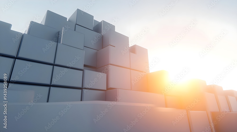 Poster dynamic architectural structures urban landscape visual art dawn setting creative perspective
