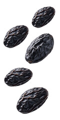 Falling raisin isolated on transparent background