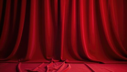 Deep crimson velvet curtains, luxurious folds, photography, backdrop