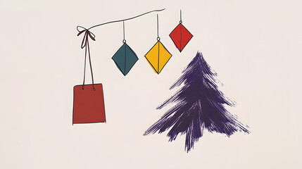 christmas, tree, winter, holiday, snow, xmas, card, vector, illustration, decoration, star, celebration, design, christmas tree, snowflake, new year, season, pattern, art, december, ornament, merry, y