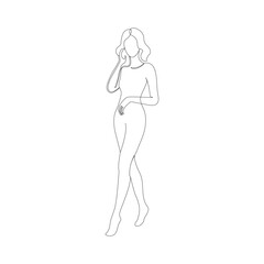 One Line Art Woman  Minimalist Female Body Drawing  Fashion Model Continuous Line Illustration