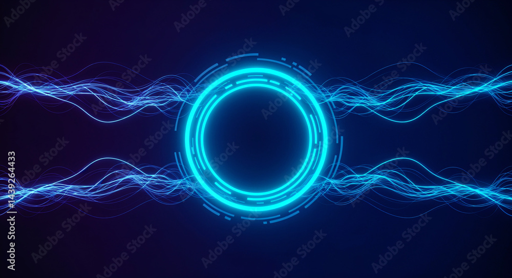 Poster abstract background with neon portal . generative ai