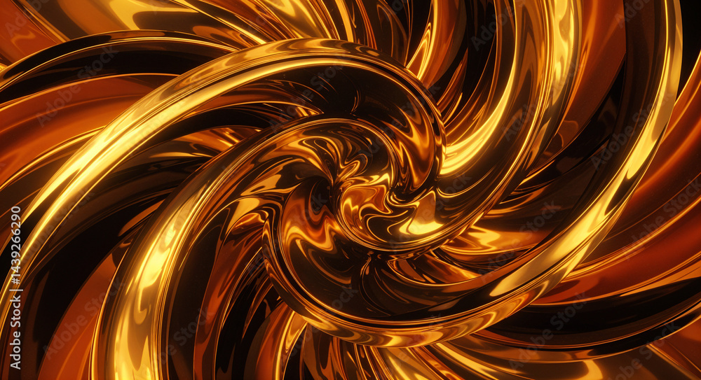 Poster abstract background with golden fractal swirls . generative ai