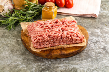 Raw uncooked red minced meat