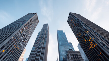 Fototapeta premium Tall skyscrapers urban landscape financial district modern architecture city skyline