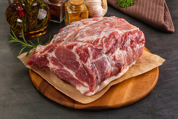 Raw pork neck meat for cooking