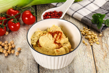Natural chickpea hummus with paprika
