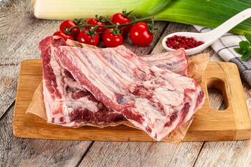 Raw pork ribs for cooking