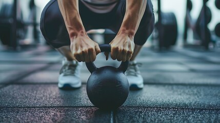 Woman lifting kettlebell