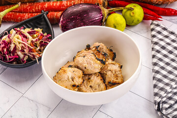 Afgani chicken kebab with white marinade