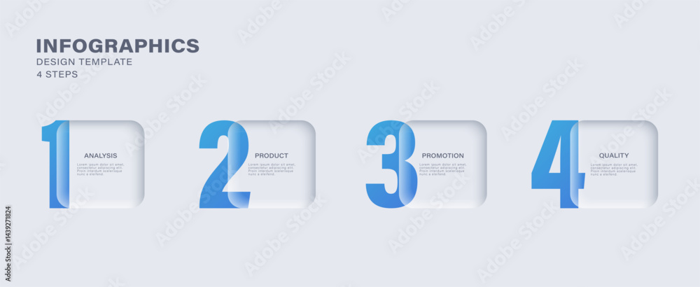 Poster glass morphism vector infographic template with four steps or options. minimalistic infographic temp