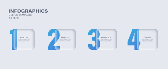 Glass morphism vector infographic template with four steps or options. Minimalistic infographic template with numbers