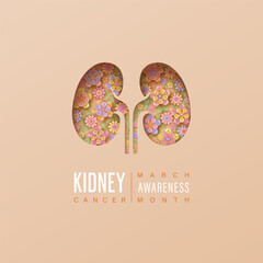 Kidney cancer Awareness Month poster with flowers
