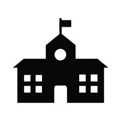 Simple black silhouette of a school building.