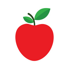 Simple Red Apple Illustration with Leaves