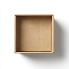 Fototapeta premium Open brown cardboard box, top view isolated on white background