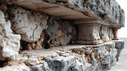 Ancient stone architecture, weathered and cracked detail