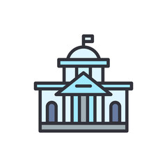 Courthouse colored icons, minimalist vector illustration ,simple transparent graphic element .Isolated on white background