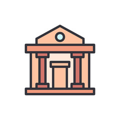 Courthouse colored icons, minimalist vector illustration ,simple transparent graphic element .Isolated on white background