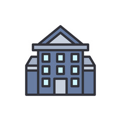 Courthouse colored icons, minimalist vector illustration ,simple transparent graphic element .Isolated on white background
