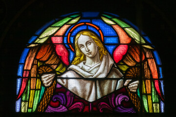 Stained glass (19th century) of an very nice angel.