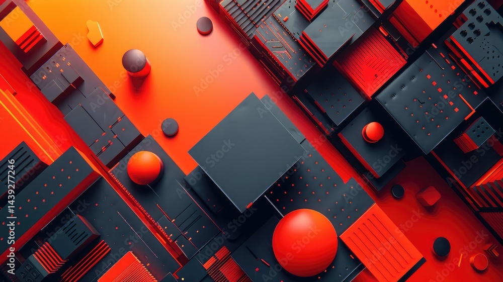 Poster abstract of digital shape or line and technological cyber style particle design connect in surreal e